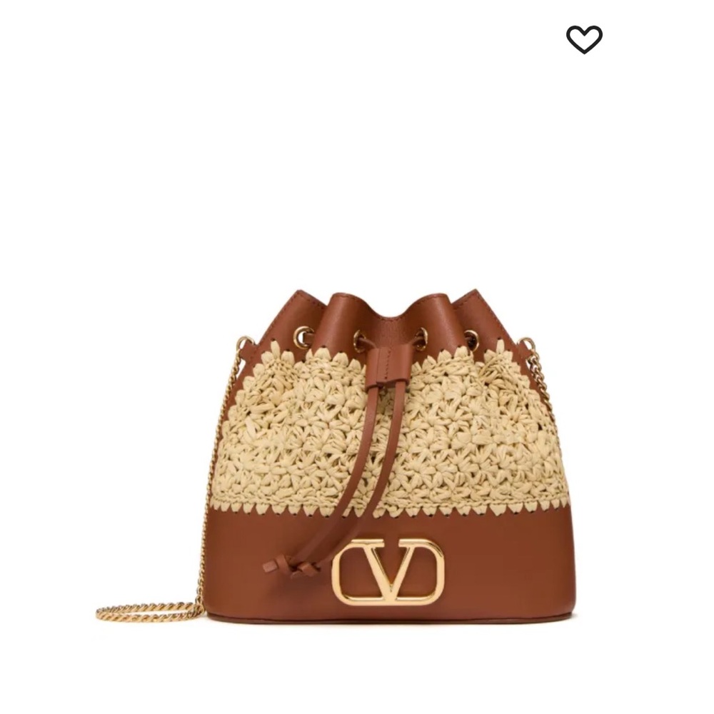 Valentino Garavani Raffia leather bucket mini bag